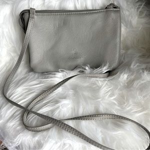 SOLD - Safe Keeper Crossbody Purse - Gray Leather (FREE WITH PURCHASE!)